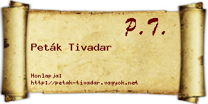 Peták Tivadar névjegykártya